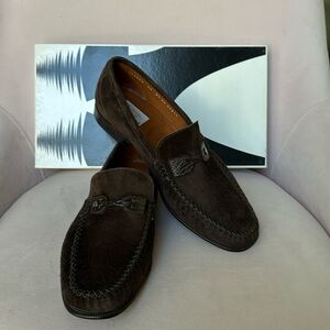 Moreschi brown suede leather loafers